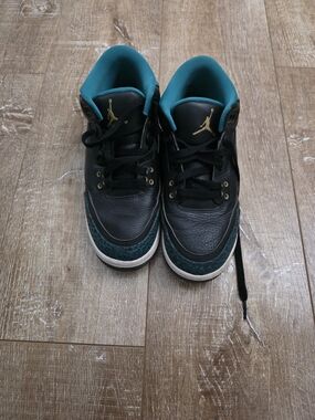Jordan Kids Black & Teal High-Top Sneakers with Gold Logo